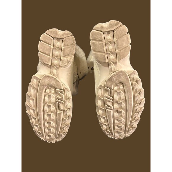 FILA DISRUPTOR BOOT FUR OFF WHITE IVORY LACE UP FUR LINING WOMENS BOOTS - Picture 5 of 16